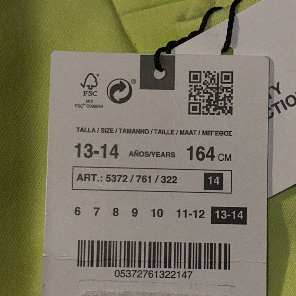Zara Kids Bright Yellow Athletic Hoodie with Side Zippers NWT 13-14Y - Picture 5 of 5